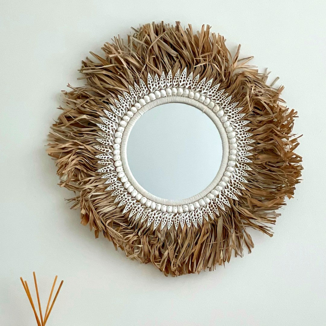 Gili Seagrass and Shell Mirror Suksma from Bali