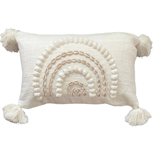 white boho coastal cushion decor