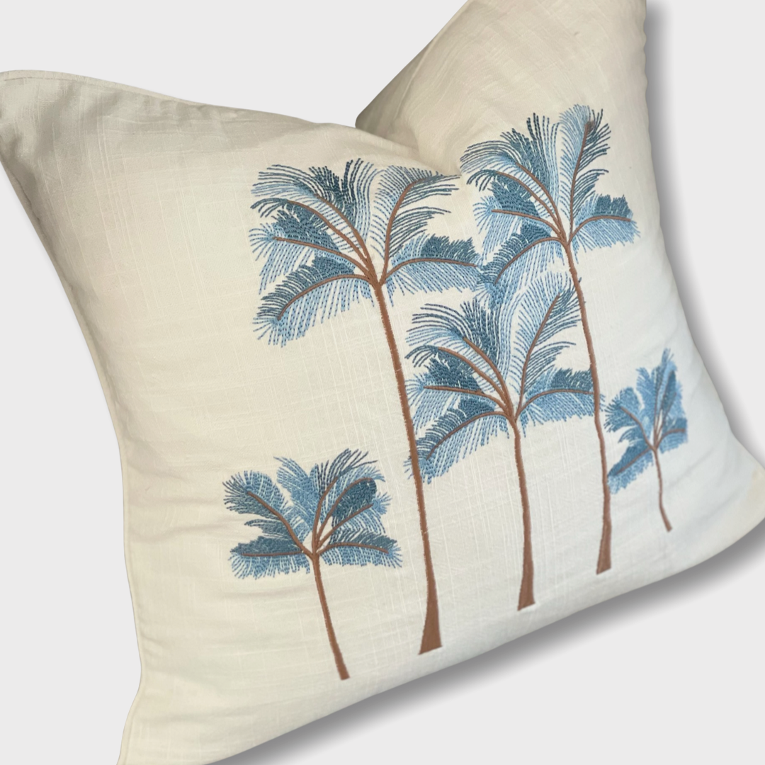 boho coastal palm tree cushion cover