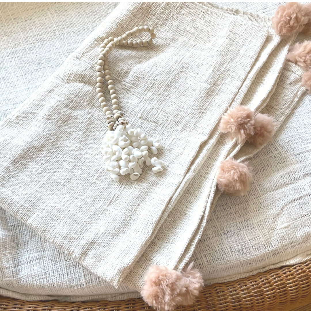 Laine Handwoven Cotton & Pom Pom Throw Suksma from Bali