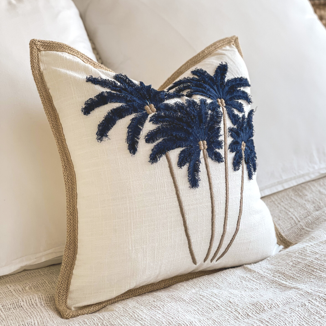 coastal decor palm tree cushion