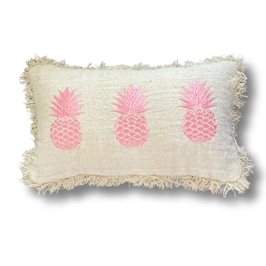 Natural Woven Cotton & Embroidered Pineapple Cushion Suksma