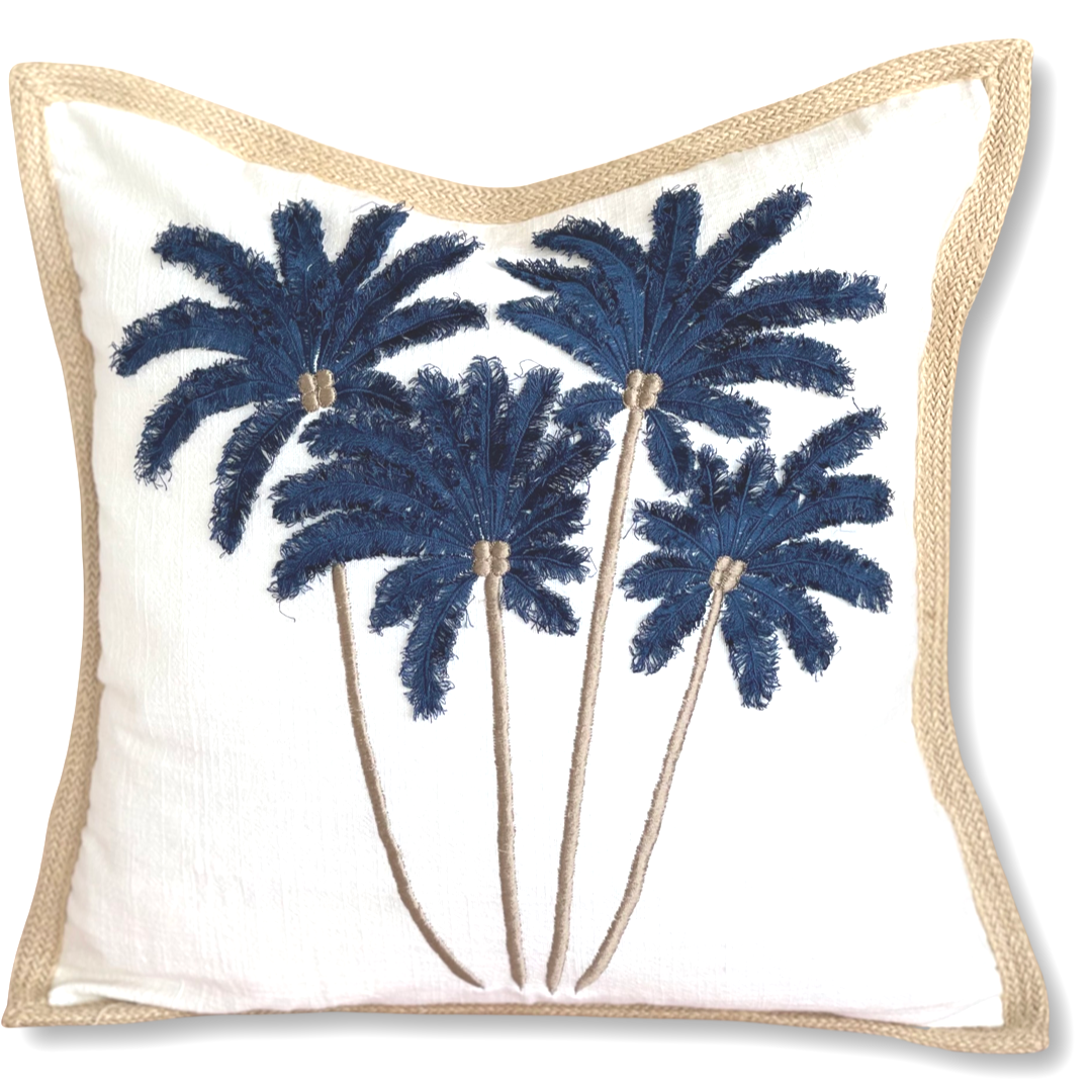 coastal decor palm tree cushion