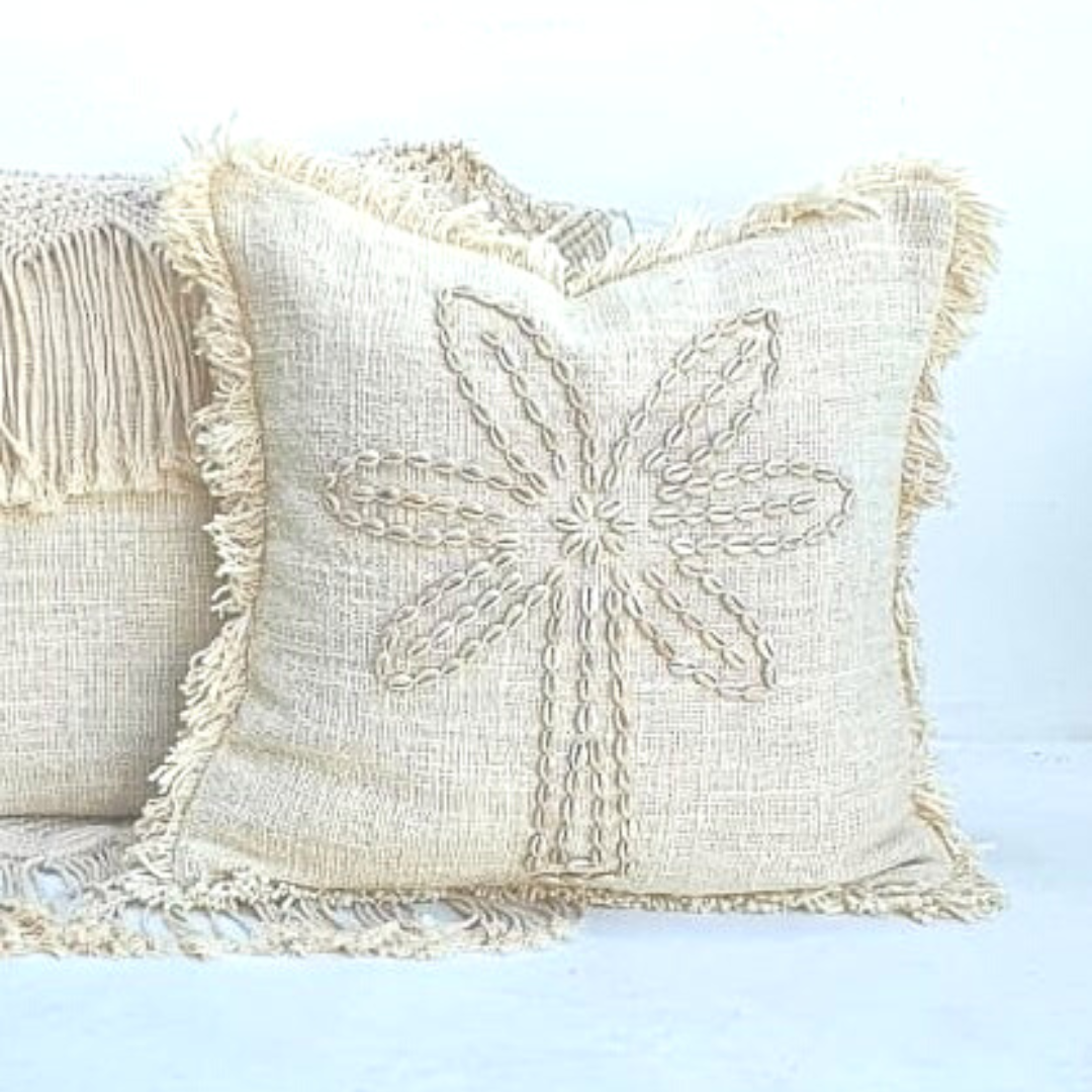 Natural Cotton Palm Shell Cushion Cover